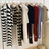 women’s outfits Lazy Fashionable Knitted Hooded Large Shawl for Women Autumn and Winter Warm Striped Outer Wear Waistcoat Fashion