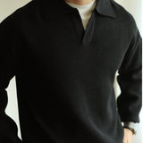 mens fall fashion Black Sweater Men's Spring and Autumn New Polo Sweater Bottoming Half Turtleneck