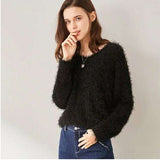 mens fall fashion Women's Pullover Sweater Women's Autumn and Winter New V-neck Solid Color Seersucker Sweater Women's Top