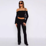 frat outfits 2024 New Fashion Solid Color Comfortable Slim Slimming Low Waist Flared Pants for Women