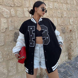 Tineit 2024 Fall Fashion Oversized Logo Varsity Jacket