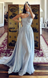 Tineit Sexy A Line One Shoulder Light Sky Blue Chiffon Long Evening Dress Prom Dresses Birthday Outfits BD  (PRE-ORDER)