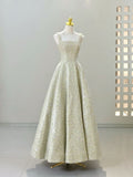 Tineit Vintage A line Straps Sequin Satin Long Evening Dress Prom Dresses BD  (PRE-ORDER)