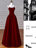 Tineit Sexy Wine Red A-Line Straps Satin Long Burgundy Prom Dresses D  (PRE-ORDER)