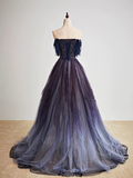 Tineit Dark starry sky purple tulle long prom dress purple evening dress BD  (PRE-ORDER)