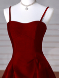 Tineit Sexy Wine Red A-Line Straps Satin Long Burgundy Prom Dresses D  (PRE-ORDER)