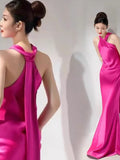 Tineit Sexy Mermaid High Neckline Long Prom Dress Wedding Guest Dresses B  (PRE-ORDER)