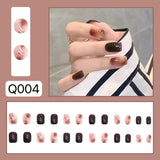 Tineit-Fall nails Barbie nails Christmas nails 24pcs Wearable Pink Press On Fake Nails Tips With Glue false nails design Butterfly Lovely Girl false nails With Wearing Tools
