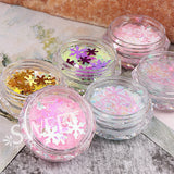 Tineit Iridescent Snowflakes Nail Glitter Sequins Mixed AB Chunky Paillette Winter Slices Spangles DIY Decoration Manicure Flakes LYS47