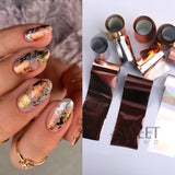 Tineit 10pcs Gold Silver Metal Mirror Nail Art Foil Metallic Holographic Effect Starry Paper Charm Gel Polish Transfer Sticker Manicure