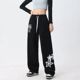 Tineit Y2K Baggy Sweatpants Women Hip Hop Streetwear Oversize High Waist Trousers Vintage Elastic Stars Casual Jogging Wide Leg