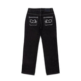 Tineit Streetwear Mens Womens Jeans Gothic Hip Hop Demon Skull Embroidered Trousers Harajuku Casual Fashion Straight Baggy Jeans Shorts