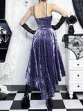 Tineit Women's Gothic Dresses 2024 Spring New Slim Slim Dresses Diablo Style Purple Halter Tail Drag Dresses