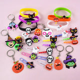 Tineit Halloween Kids Toys Favors Bracelets Ghost Pumpkin Wristband Hairclip Rubber Rings Halloween Birthday Party Gifts Pinata Filler