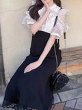 Tineit Ruffles Mesh Vestidos Double-layer Lace Bow Dress Half Sleeve Vestido Japan Style Sweet Dresses Spring 2025 New Ropa Mujer