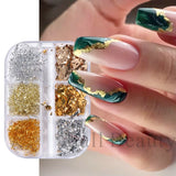 Tineit Aluminum Leaf Nail Art Sequin Gold Silver Flakes Irregular Foil Sticker Wire Decor Paillettes Bonzer Sparkle Accessory LY1909-04