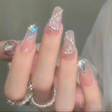 Tineit-Fall nails nails Christmas nails 24pcs Rhinestone Design Fake Nails Shiny Bridal Women Lady party nail DIy Decorations Press On nail Tips False Nail Patch