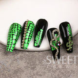 Tineit Iridescent Neon Snake Skin Nail Art Sticker Black Green Adhesive Decals Sexy Animal Fur Sweater DIY Winter Decoration Wraps LYSP