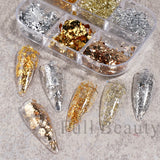 Tineit Aluminum Leaf Nail Art Sequin Gold Silver Flakes Irregular Foil Sticker Wire Decor Paillettes Bonzer Sparkle Accessory LY1909-04