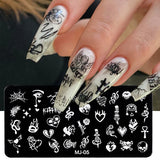 Tineit Halloween Series Snake Nails Stamping Plate Scratches Blood Eye Skull Pattern Template Holiday Charm Mold Manicure Stencil Tools