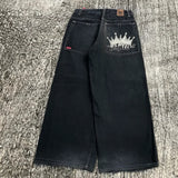 Tineit New Big Pocket High Street American Tooling Wide-leg Jeans Female Y2K Street Punk Style Loose Street Brand Washing Old Pant