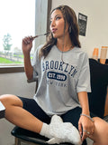 Tineit-Brooklyn EST.1998 NEW YORK City Printed T-Shirt Female Cotton Breathable Short Sleeve Summer High Quality Brand Streetwear Women