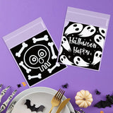 Tineit 100pcs Halloween Candy Bag Ghost Pumpkin Plastic Cookie Gift Packaging Bags Happy Halloween Party Decoration Kids Trick or Treat