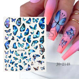 Tineit 3D Bule Butterflies Nail Art Stickers Spring Cute DIY Charm Decal Wraps Adhesive Slider Decal Manicure Nail Art Decoration LYJO