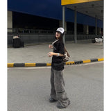 Tineit Women Summer Grey Baggy Jeans Vintage Cowboy Pants Harajuku Aesthetic Streetwear Denim Trousers Y2k 2000s Style Clothes 2024 New