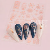 Tineit 3D Rose Gold Christmas Nail Sticker Winter Elk Snowflake Decal Holographic Santa Tree Slider For New Year Manicure Decoration