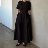 Fake Two Piece Dresses Women Off Shoulder Dress 2025 Summer High Waist Vestidos Mujer O-neck Vestido Japan Lazy Style Ropa