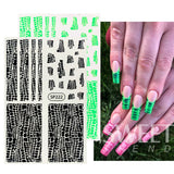 Tineit Iridescent Neon Snake Skin Nail Art Sticker Black Green Adhesive Decals Sexy Animal Fur Sweater DIY Winter Decoration Wraps LYSP