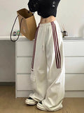 Tineit Y2k Stripe Sweatpants Women Hip Hop High Waist Vintage Loose Wide Leg Pants Streetwear Elastic Casual Black Oversize Pants