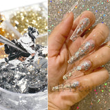 Tineit Aluminum Leaf Nail Art Sequin Gold Silver Flakes Irregular Foil Sticker Wire Decor Paillettes Bonzer Sparkle Accessory LY1909-04