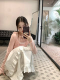 Tineit Kawaii Balletcore Sling Top Skinny Long Sleeve Fake Two-piece Set Sweet Girl Spring Autumn Korean Fashion Aesthetic Chic