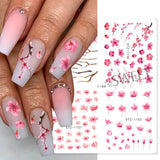 Tineit 4 In 1 Watercolor Flowers Leaf Charms Nail Stickers Simple Floral Abstract Design Sliders Foils Spring Manicure Watermark Tattoo