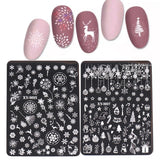 Tineit 1 PC Nail Stamping Plates Christmas French Line Steel Printing Stencil  Snowflakes Nail Stamp Templates Nail Art Manicure Tools