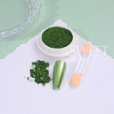 Tineit 1Box Green Mirror Powder Nail Art Glitter UV Gel Polish Chrome Dust Metallic Effect Pigment St. Patrick's Day Nail Decoration