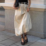 Black Friday Tineit Fashion High Waist Skirts For Women Solid Colkor Splice Bud Skirt 2024 Autumn New Female Loose Streetwear Midi Skirts