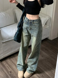 Tineit Vintage 90S Baggy Jeans Women Y2K High Waist Casual Loose Straight Trousers Distressed Streetwear Denim Wide Leg Jeans