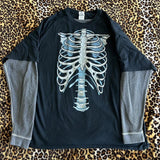 Tineit Y2K Aesthetic Gothic Skull Print Tops Halloween Punk Style Cbyer Grunge T-shirt Emo 00s Vintage Long Sleeve Pullovers Tee