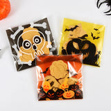 Tineit 100pcs Halloween Candy Bag Ghost Pumpkin Plastic Cookie Gift Packaging Bags Happy Halloween Party Decoration Kids Trick or Treat