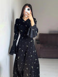 Tineit-Eid Muslim Party Dress for Women Ramadan Lotus Leaf Sleeve Print Long Dress Belt Abaya Vestidos Largos Dubai Robe Jalabiya 2024