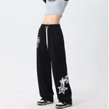 Tineit Y2K Baggy Sweatpants Women Hip Hop Streetwear Oversize High Waist Trousers Vintage Elastic Stars Casual Jogging Wide Leg