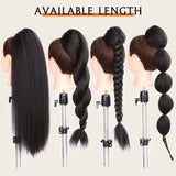 Tineit-24 Inches Kinky Straight Ponytail Extension Synthetic Drawstring Ponytail For Black Women Yaki Pony Tails Hair Extensions