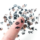 Tineit 1 Box Mixed Halloween Shape Nail Metal Sequin 3D Black Gold Witch Spider Snowflake Design Xmas Jewelry Accessories Slices LY1034