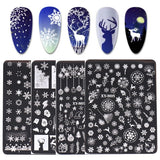 Tineit 1 PC Nail Stamping Plates Christmas French Line Steel Printing Stencil  Snowflakes Nail Stamp Templates Nail Art Manicure Tools