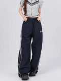 Tineit Women Y2k Stripe Sweatpants Baggy Vintage Parachute Wide Leg Pants Streetwear Casual Oversize Hip Hop Jogger Trousers