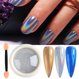 Tineit 1 Box Nail Art Glitter Holograpihc Mirror Powder Chrome Silver Bubble Pigment Dust Rose Gold Shiny Flakes For Manicure LYLF01-07