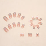 Tineit-Fall nails Christmas nails 24pcs Shinny Almond False Nails Gradient Glitter Crystal Fake Nails Full Cover Detachable Nail Tips Press on Nails DIY Manicure